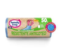 Handy Bag Bolsas de basura Resistentes Antigoteo - Bolsas para cubo de basura de cocina con cinta de autocierre y triple capa, resistente y antigoteo, 100% plástico reciclado, 50L, 8 bolsas