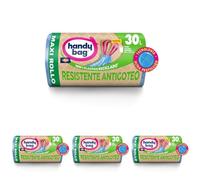 Handy Bag Bolsas de Basura Resistente Antigoteo, 100% Reciclado, Autocierre, Maxi Rollo 30L, 20 Bolsas, 1 Paquete (Paquete de 4)