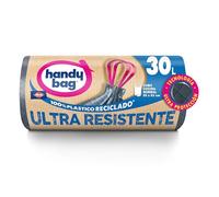 Handy Bag Bolsas de Basura Ultra Resistentes, 100% Reciclado, Antigoteo, Autocierre, 30L, 12 Bolsas, 1 Paquete