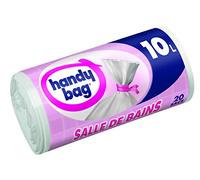 Handy Bag - Rollo de 20 bolsas de basura de 10 L, para cuarto de baño, cierre hermético, resistente, antifugas, 34 x 40 cm, color blanco