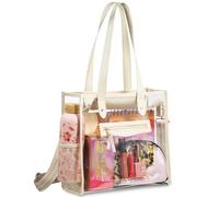 Handy Laundry Bolsa transparente grande para mujeres, trabajo, playa y compras, Transparente, 11.2"L x 5"W x 11.8"H, Bolsillo lateral de malla, cremallera y aprobada por el estadio