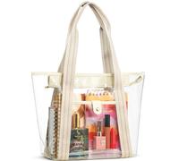 Handy Laundry Bolsa transparente para eventos de estadio, bolsa transparente grande para mujeres, trabajo, playa y compras, Transparente, 12-15"L x 5.4"W x 11.8"H, Cremallera y bolsillo frontal