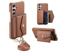 Handykette für Oppo Reno13 5G Hülle, Handyhülle für Oppo Reno13 5G Tasche mit Band Kartenfach Magnetic Geld Slot Ständer Flip Case Leder Schutzhülle für Oppo Reno13 5G, braun