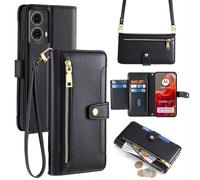 Handykette Funda para Motorola Moto G85 Con Banda Superficie Tarjetas Polipiel