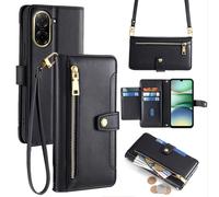 Handykette Funda para Xiaomi Redmi A5 Con Banda Casilas Tarjetas Polipiel Negro