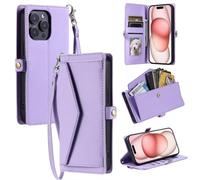 Handykette Handyhülle für OnePlus 12 Hülle Case PU Leder Tasche Umhängeband Trageschlaufe Kordel Lanyards Cover Schutzhülle Handytasche Kartenfächer Schale Handycover,Lila