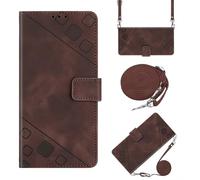 Handykette Handytasche Kompatible für Xiaomi Redmi A7 Pro Hülle PU Leder Tasche Handyhülle Flip Case Cover Schutzhülle Ständer Klapphülle Necklace Bumper Magnet für Xiaomi Redmi A7 Pro, braun