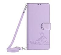 Handykette Lederhülle für Xiaomi Redmi A7 Pro Kat Flip Hülle Wallet Case Handyhülle PU Leder Tasche Cover Kartensteckplätzen Schutzhülle für Xiaomi Redmi A7 Pro Handy Hüllen Lila