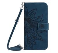 Handykette Lederhülle für Xiaomi Redmi A7 Pro Sonnenblume Flip Hülle Wallet Case Handyhülle PU Leder Tasche Cover Kartensteckplätzen Schutzhülle für Xiaomi Redmi A7 Pro Handy Hüllen Tintenblau