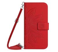 Handykette Lederhülle für Xiaomi Redmi A7 Pro Sonnenblume Flip Hülle Wallet Case Handyhülle PU Leder Tasche Cover Kartensteckplätzen Schutzhülle für Xiaomi Redmi A7 Pro Handy Hüllen rot
