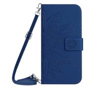 Handykette Lederhülle für Xiaomi Redmi Note 14 5G Sonnenblume Flip Hülle Wallet Case Handyhülle PU Leder Tasche Cover Kartensteckplätzen Schutzhülle für Xiaomi Redmi Note 14 5G Handy Hüllen Dunkelblau