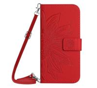 Handykette Lederhülle für Xiaomi Redmi Note 14 5G Sonnenblume Flip Hülle Wallet Case Handyhülle PU Leder Tasche Cover Kartensteckplätzen Schutzhülle für Xiaomi Redmi Note 14 5G Handy Hüllen rot