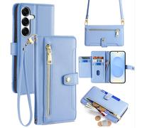 Handykette Samsung Funda Con Banda Polipiel Bandolera Galaxy S25 + En Azul Claro