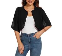 HANERDUN Bolero Cardigan Mujer Verano Gasa Manga Corta Chal de Fiesta Toreras Mujer con botón Chaqueta Mujer Talla Grande Primavera Otoño