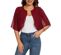 HANERDUN Bolero Cardigan Mujer Verano Gasa Manga Corta Chal de Fiesta Toreras Mujer con botón Chaqueta Mujer Talla Grande Primavera Otoño