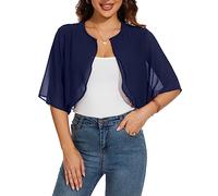 HANERDUN Bolero Cardigan Mujer Verano Gasa Manga Corta Chal de Fiesta Toreras Mujer con botón Chaqueta Mujer Talla Grande Primavera Otoño