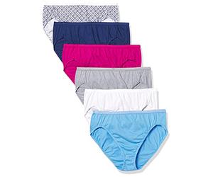 Hanes 6-Pack Breathable Cotton Hi-Cut Panty Ropa Interior, Azul Suizo, Blanco, Cemento PE Heather, Fresh Berry, Eclipse Marino, Impresión Boho De Ganchillo, 7 (Pack de 6) Mujeres