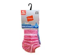Hanes 6 pares de calcetines ligeros y transpirables para mujer, Diseño rosa y gris, Shoe Size: 5-9