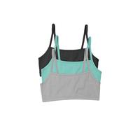 Hanes Bralette de Hilo de algodón para Mujer (Paquete de 3), Hormigón Heahter/Isle Green/Moonlit Sky Grey Heather, XXL