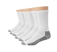 Hanes Calcetines para hombre Big And Tall Work Crew Socks X-Temp Lightweight Liner Socks, paquete de 6 pares, Blanco, Shoe Size: 12-14
