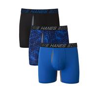 Hanes Calzoncillos tipo bóxer para hombre, con bolsa de soporte total, refrigeración X-Temp, ropa interior que absorbe la humedad, regular, pierna larga y tronco, paquete de 3, Pierna regular -
