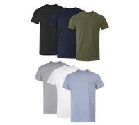 Hanes Camiseta de algodón con Bolsillo para Hombre, Absorbe la Humedad y Control de olores, Surtidas, Paquete de 6, Gris Jaspeado, Negro, Verde Jaspeado, Blanco, Azul Marino, Azul Jaspeado, Talla L,