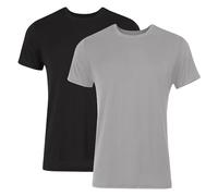 Hanes Camiseta Original Supersoft para Hombre, Viscosa de bambú, Negro/Gris, Paquete de 2, Negro/Gris, Medium