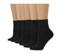 Hanes Women's 6-Pack Sport Cool Comfort Ankle, black/Pink Logo, 5-9