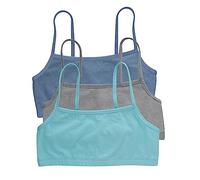 Hanes Cropped Bralette, Breathable Pullover Bra, Crop Top, Solid Or Assorted, 3-Pack Sujetador, Opaco, Chaqueta Vaquera/Concrete Heather/Ultra Blue, XL (Pack de 3) para Mujer