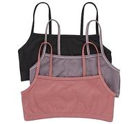 Hanes Cropped Bralette, Breathable Pullover Bra, Crop Top, Solid Or Assorted, 3-Pack Sujetador, Opaco, Negro/Higo especiado/Rojo Tierra, XXL (Pack de 3) para Mujer