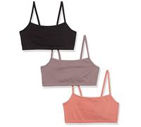 Hanes Cropped Bralette, Breathable Pullover Bra, Crop Top, Solid Or Assorted, 3-Pack Sujetador, Opaco, Negro/Spiced Higo/Terra Red, L (Pack de 3) para Mujer