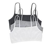 Hanes Cropped Bralette, Breathable Pullover Bra, Crop Top, Solid Or Assorted, 3-Pack Sujetador, Opaco, Sky Grey Heather/Concrete Heather/White, L (Pack de 3) para Mujer