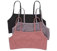 Hanes Cropped Bralette, Breathable Pullover Bra, Crop Top, Solid Or Assorted, 3-Pack Sujetador, Opaco, Negro/Higo especiado/Rojo Tierra, XXL (Pack de 3) para Mujer