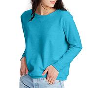 Hanes Ecosmart Sudadera de cuello redondo con cuello en V para mujer, sudadera de forro polar para mujer, azul, jaspeado (Bold Blue Heather), Large