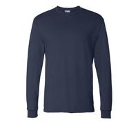 Hanes Essentials Long Sleeve T-Shirt Pack, Crewneck Cotton Tees Camisa de Vestir, Azul Marino, L 2 para Hombre