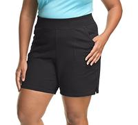 Hanes Just My Size - Pantalón Corto de Gimnasia sin cordón para Mujer, en algodón Jersey, Talla Grande, con Entrepierna de 18 cm., Negro, 28