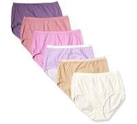 Hanes Just My Size Waist Cotton Underwear, High-Rise Brief, 6-Pack (Colors May Vary) Ropa Interior, Surtido, 9 (Pack de 6) para Mujer