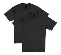 Hanes Men's 2 Pack Short Sleeve Pocket Beefy-T, Black, X-Large