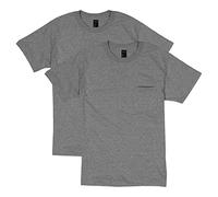 Hanes Men's 2 Pack Short Sleeve Pocket Beefy-t, Charcoal Heather, M