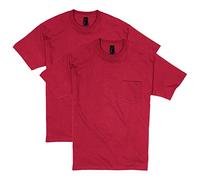 Hanes Men's 2 Pack Short Sleeve Pocket Beefy-T, Deep Red, Large
