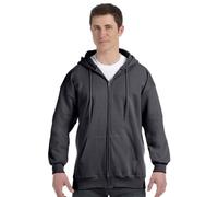Hanes Mens 9.7 oz. Ultimate Cotton® 90/10 Full-Zip Hood (F280) -Charcoal H -2XL