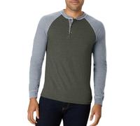 Hanes Mens Beefy-T Long-Sleeve Colorblock Henley (O5811) -Camouflage -2XL