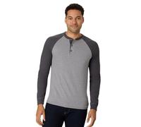 Hanes Mens Beefy-T Long-Sleeve Colorblock Henley (O5811) -Oxford Gra -S