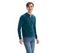Hanes Men's Long-Sleeve Beefy Henley Shirt, Petro Teal, 2X Large