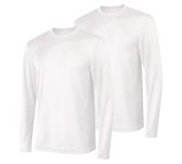 Hanes Men's Long Sleeve Cool Dri T-Shirt UPF 50+, Medium, 2 Pack ,White