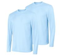 Hanes Men's Long Sleeve Cool Dri T-Shirt UPF 50+, X-Large, 2 Pack ,Light Blue