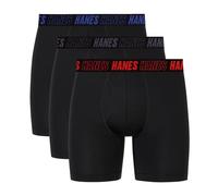 Hanes Men's Moves Performance Boxer Brief, Total Support Pouch, Regular/Trunk/Long Leg, 3-Pack, 6", Black