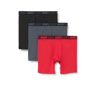 Hanes Men's Moves Performance Boxer Brief, Total Support Pouch, Regular/Trunk/Long Leg, 3-Pack, 6", Red/Grey/Black
