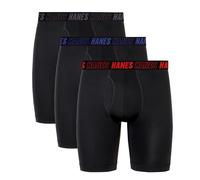 Hanes Men's Moves Performance Boxer Brief, Total Support Pouch, Regular/Trunk/Long Leg, 3-Pack, 8", Black
