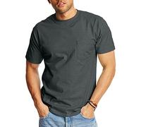 Hanes Men's Short Sleeve Beefy-T with Pocket, Charcoal Heather, Large